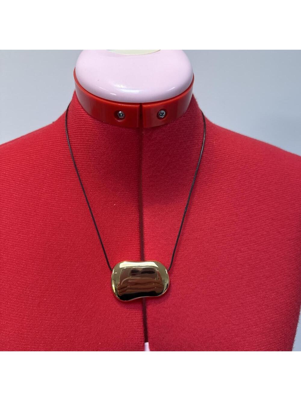 Heavan Mayhem Julia Long Gold pendant necklace with black cord new in box